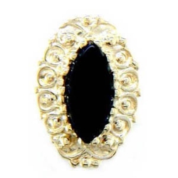 A1609 14K MARQUISE ONYX FILIGREE SLIDE 